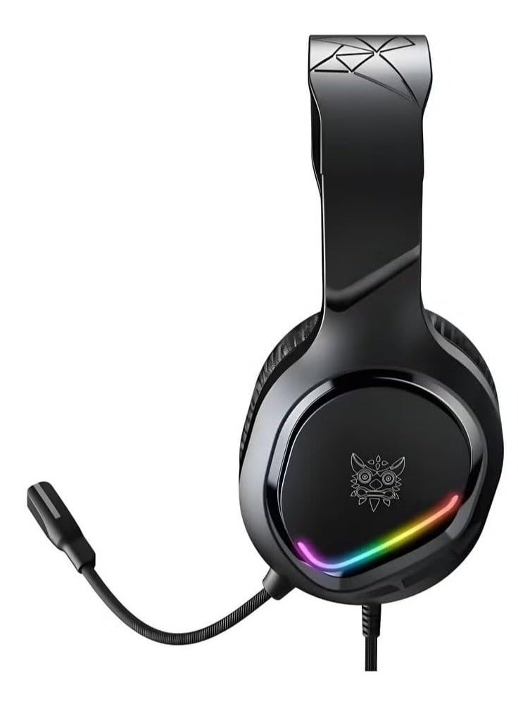 onikuma Wired Gaming Headset X31 with Hi-Res Surround Sound , Noise cancelling Microphone for Clear Communication During Gaming , RGB Lighting Adds a Touch of Beauty to Your Desk , Ergonomic Design with Soft Ear Cushions and Adjustable Headband , Compatible with PC, PS5, Xbox, and Mobile for an Immersive Gaming Experience on All Platforms - Image 2